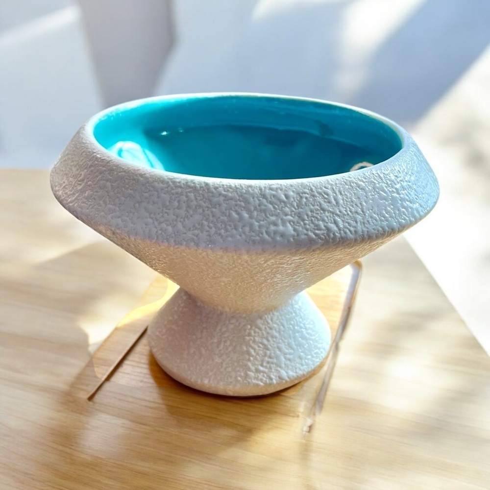 Vintage art pottery, signed Original USA, textured outside, mid century modern